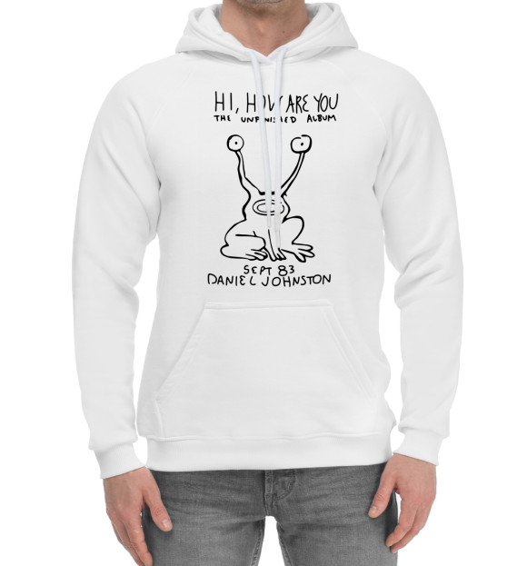 Мужской хлопковый худи с изображением Nirvana цвета Белый