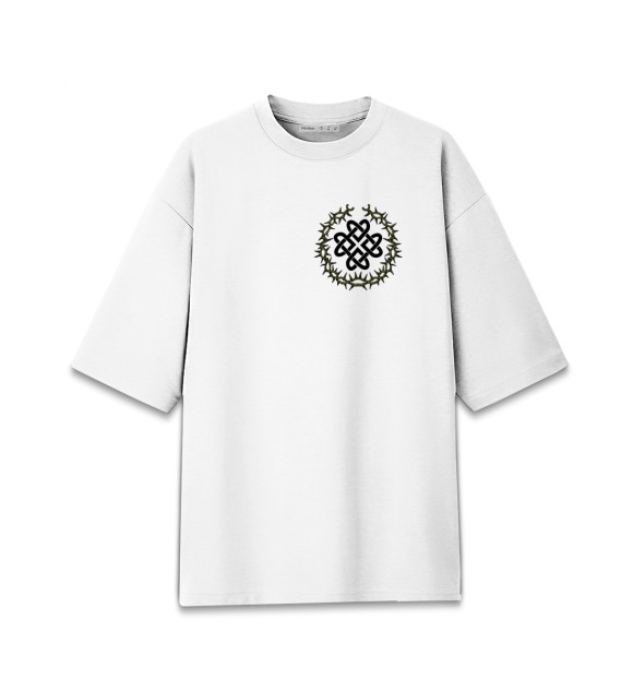 Мужская футболка оверсайз с изображением Оберег любви Узел Сердце цвета Белый