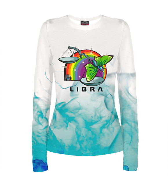 Женский лонгслив с изображением 1980s Rainbow with Libra цвета Белый