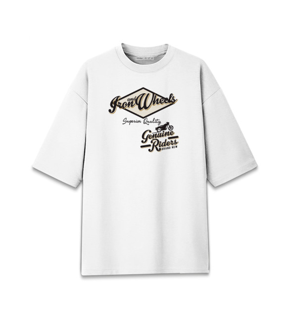 Женская футболка оверсайз с изображением Rider art moto iron цвета Белый