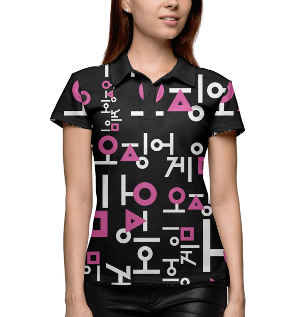 Женское поло с изображением Игра в кальмара цвета Белый