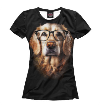 Женская футболка Золотистый ретривер в очках