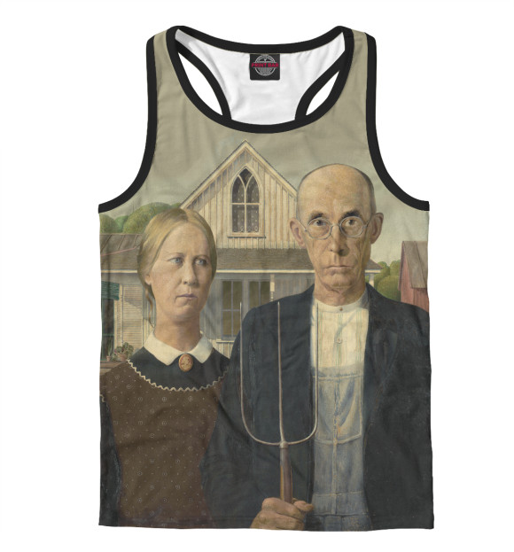 Мужская майка-борцовка с изображением American Gothic, цвета Белый