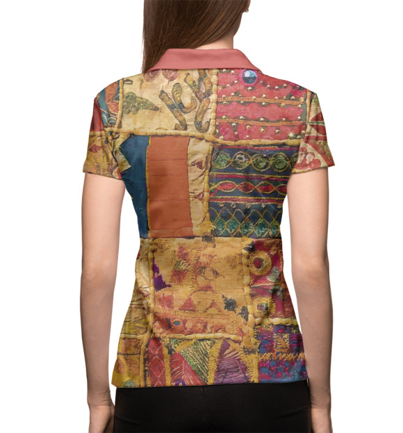 Женское поло с изображением Patchwork Quilt цвета Белый