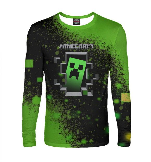 Мужской лонгслив с изображением Minecraft цвета Белый