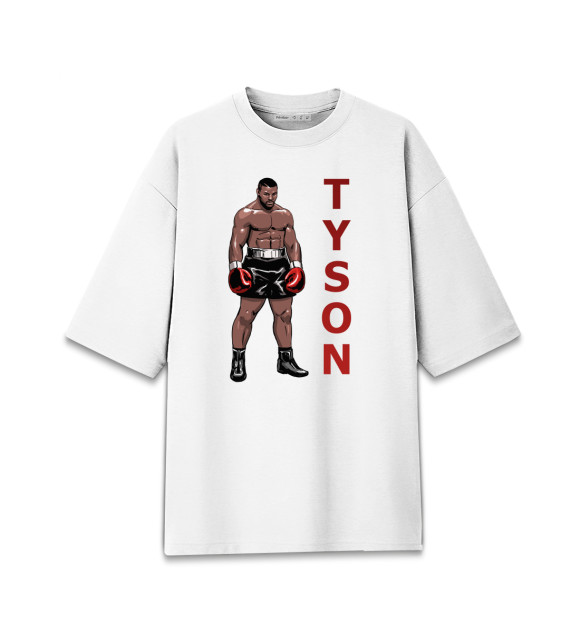 Женская футболка оверсайз с изображением Mike Tyson цвета Белый