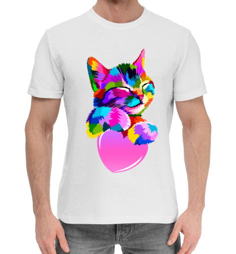 Хлопковые футболки Print Bar Радужный котенок футболки print bar котенок в кармашке