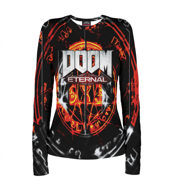Женский лонгслив с изображением DOOM ETERNAL цвета Белый