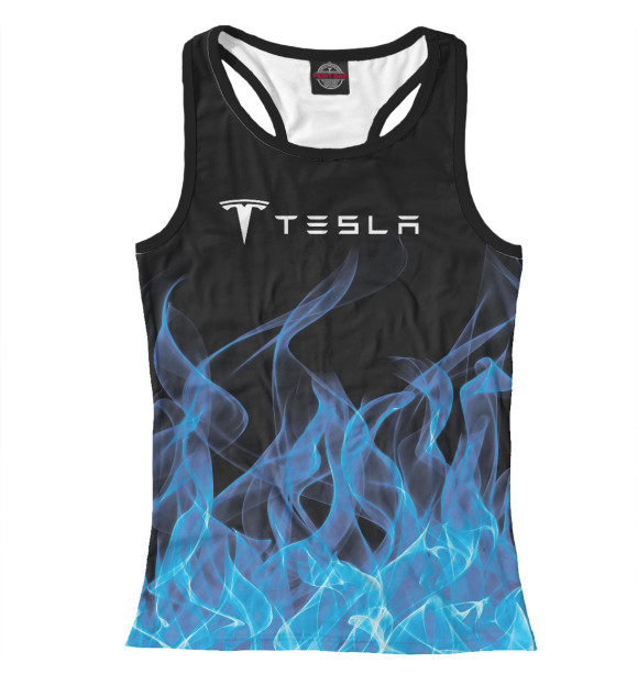 Женская майка-борцовка с изображением Tesla цвета Белый