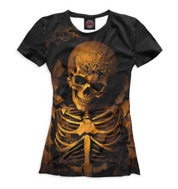 Женская футболка с изображением Скелет цвета Белый