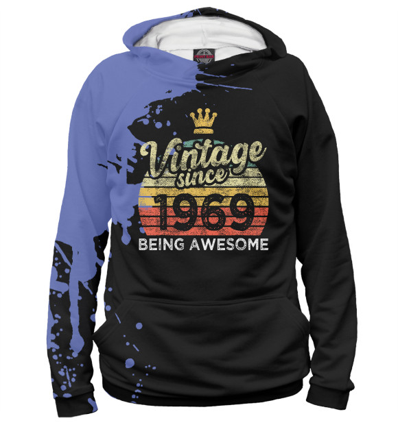 Женское худи с изображением Vintage Since 1969 цвета Белый