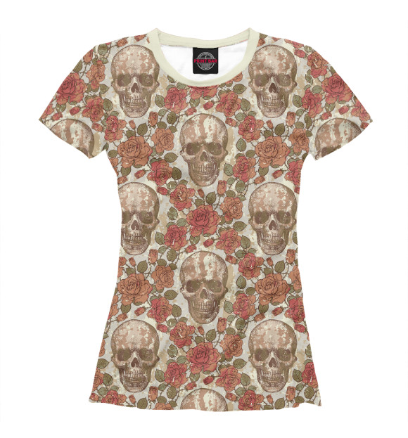 Женская футболка с изображением Skull&Rose цвета Белый