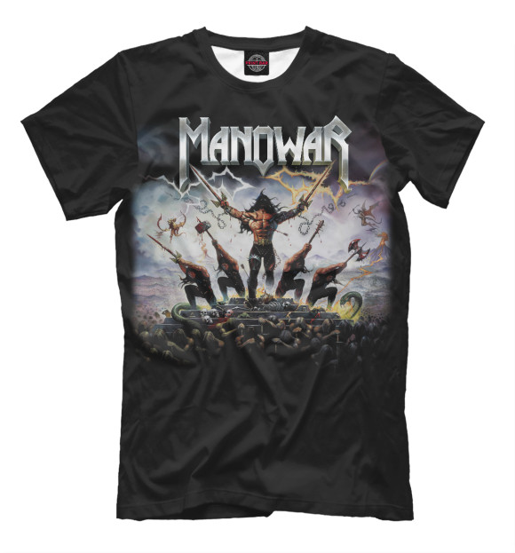 Мужская футболка с изображением Manowar цвета Белый