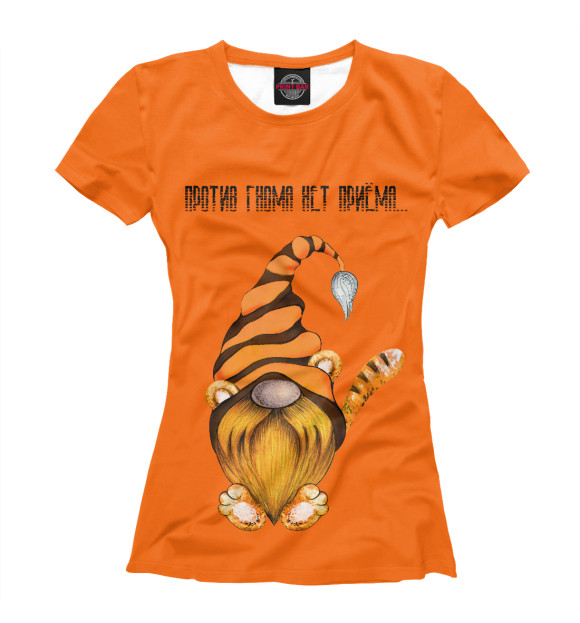 Футболка для девочек с изображением Против гнома нет приема... цвета Белый