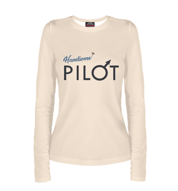 Женский лонгслив с изображением Красавец пилот цвета Белый