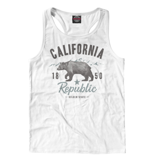 Мужская майка-борцовка с притом California цвета Белый Мужская майка-борцовка с изображением California цвета Белый