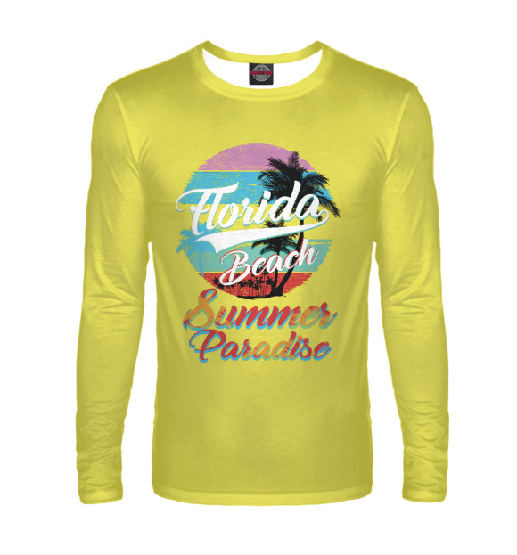 Мужской лонгслив с изображением Пляж цвета Белый