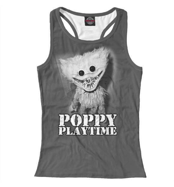 Женская майка-борцовка с притом Хагги Вагги в темноте цвета Белый Женская майка-борцовка с изображением Хагги Вагги в темноте цвета Белый