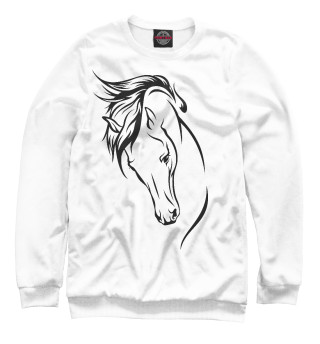 Свитшот для девочек Лошадь на белоснежном фоне