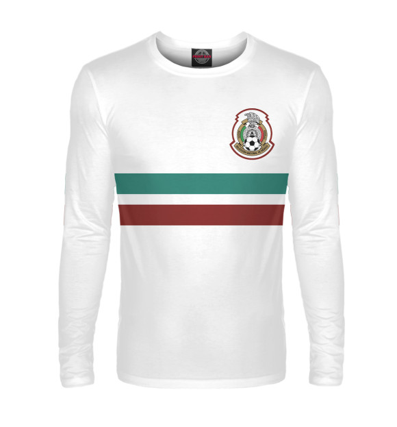 Мужской лонгслив с изображением Сборная Мексики цвета Белый