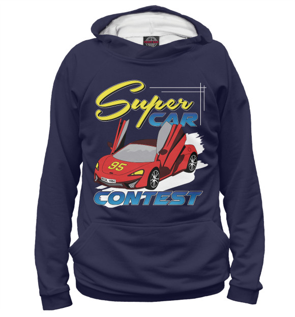 Худи для девочки с изображением Super Car цвета Белый