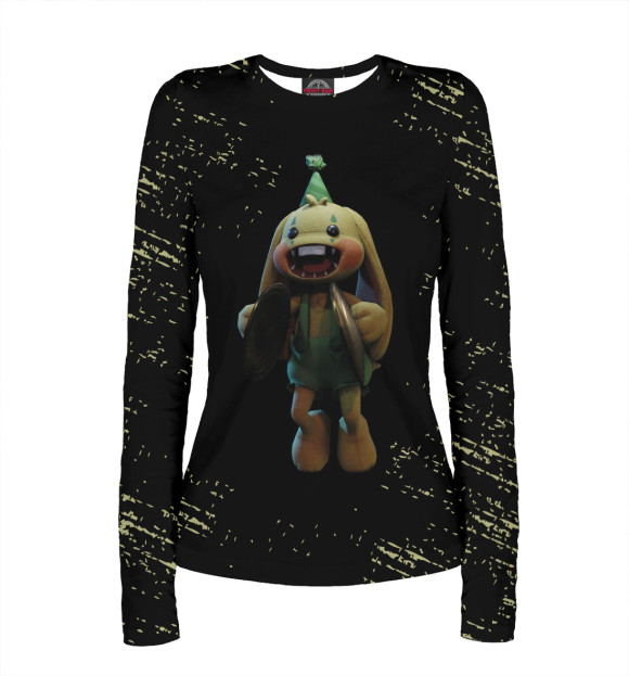 Женский лонгслив с изображением Poppy Playtime Банзо Банни цвета Белый