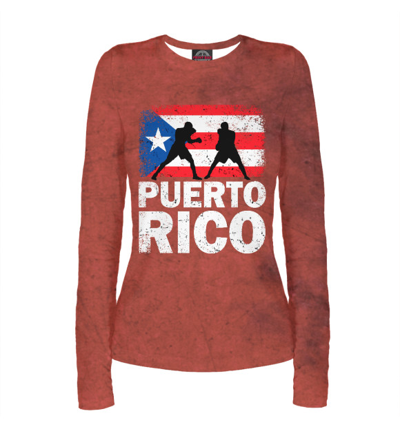 Женский лонгслив с притом Vintage Puerto Rico цвета Белый Женский лонгслив с изображением Vintage Puerto Rico цвета Белый