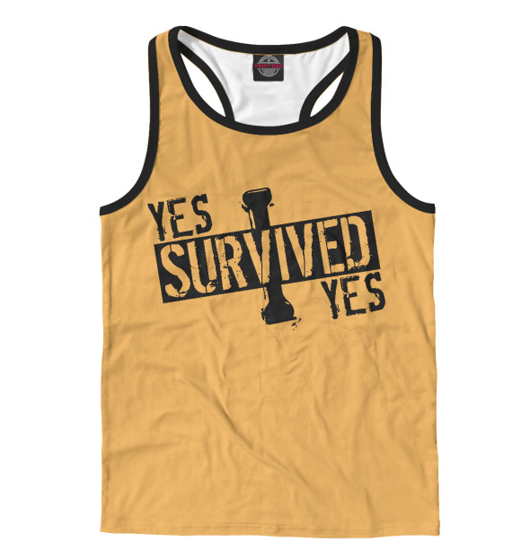 Мужская майка-борцовка с изображением Survived цвета Белый