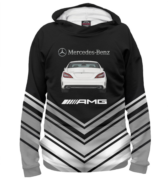 Мужское худи с изображением Mercedes-Benz цвета Белый