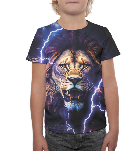Футболка для мальчиков с изображением Лев цвета Белый