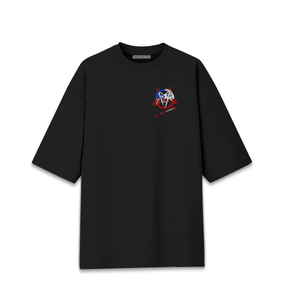 Женская футболка оверсайз с изображением Slayer цвета Черный