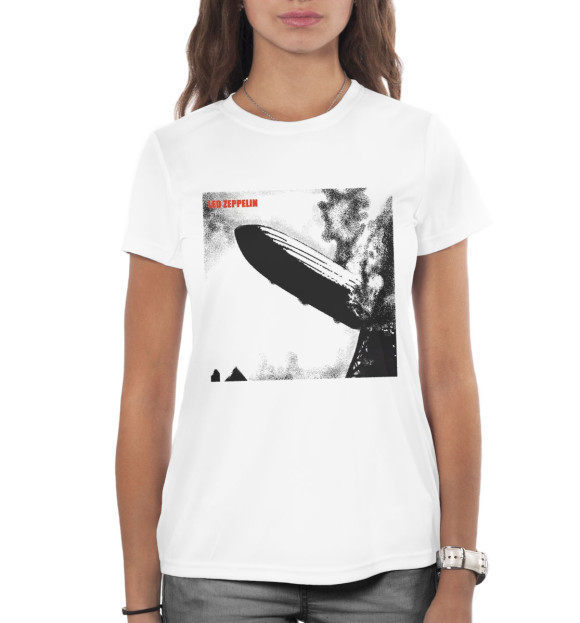 Женская футболка с изображением Led Zeppelin - Led Zeppelin цвета Белый