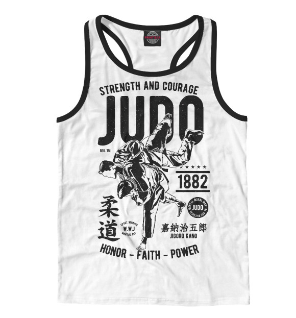 Мужская майка-борцовка с притом Дзюдо цвета Белый Мужская майка-борцовка с изображением Дзюдо цвета Белый