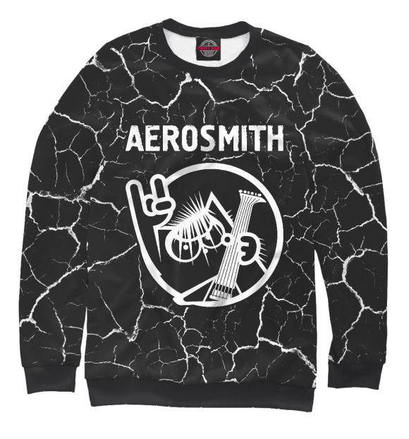 Мужской свитшот с изображением Aerosmith / Кот цвета Белый