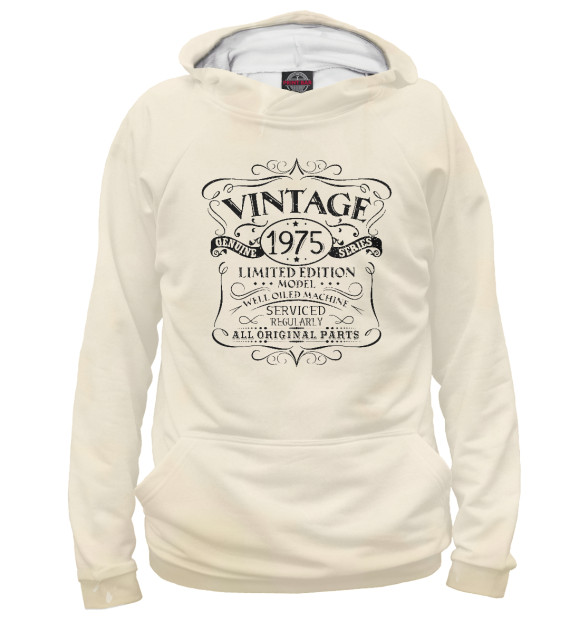 Мужское худи с изображением Vintage 1975 цвета Белый
