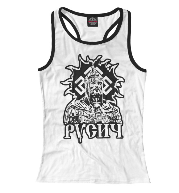 Женская майка-борцовка с изображением Русич цвета Белый