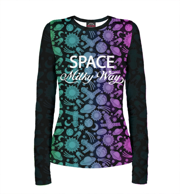 Женский лонгслив с изображением Млечный путь цвета Белый