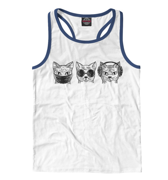 Мужская майка-борцовка с изображением Не говорю Не вижу Не слышу цвета Белый