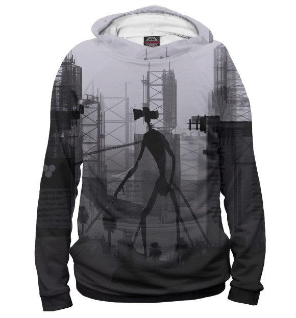 Мужское худи с притом Сиреноголовый в цепях цвета Белый Мужское худи с изображением Сиреноголовый в цепях цвета Белый