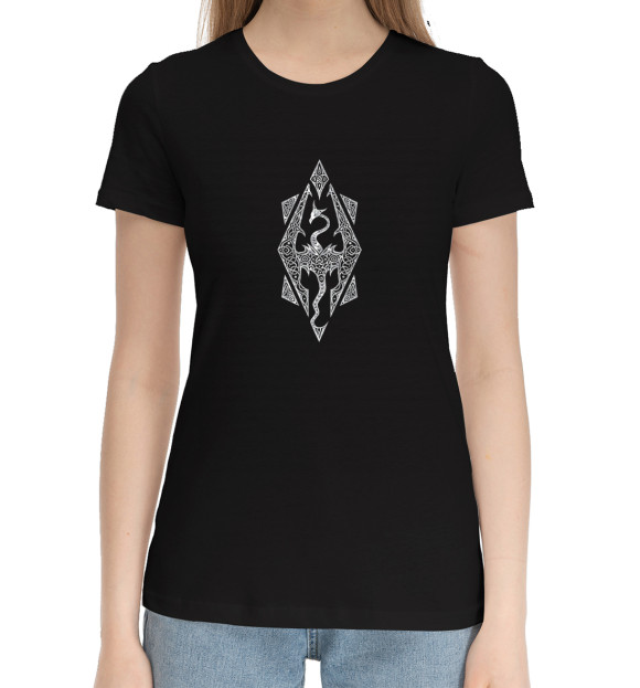 Женская хлопковая футболка с изображением The Elder Scrolls цвета Черный