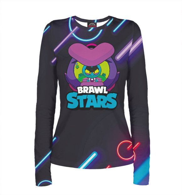 Женский лонгслив с притом BrawlStars Eve Ева цвета Белый Женский лонгслив с изображением BrawlStars Eve Ева цвета Белый