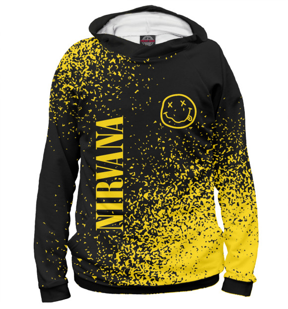 Мужское худи с изображением Nirvana / Нирвана цвета Белый