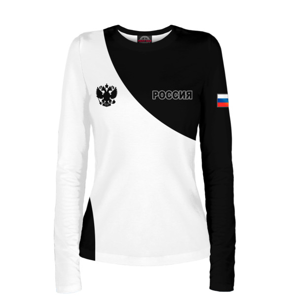 Женский лонгслив с изображением Россия цвета Белый