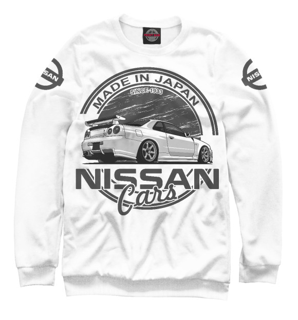 Мужской свитшот с изображением Nissan цвета Белый