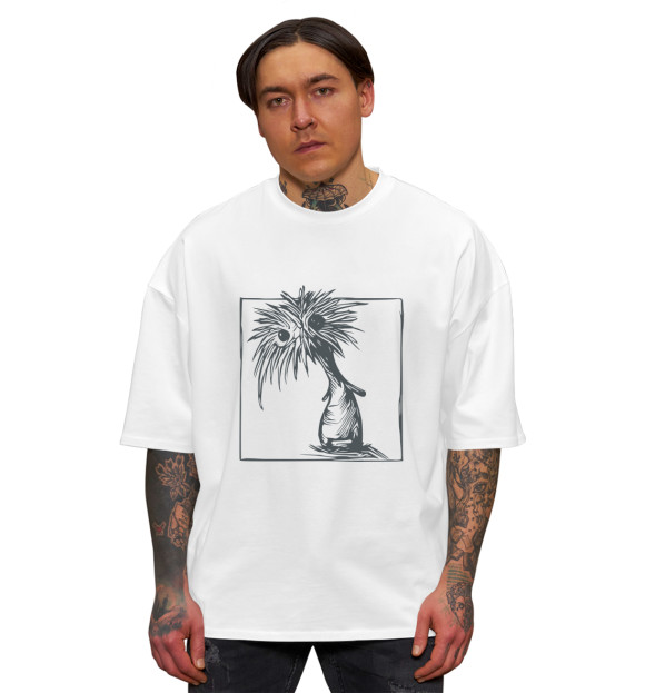 Мужская футболка оверсайз с изображением Рисунок цвета Белый