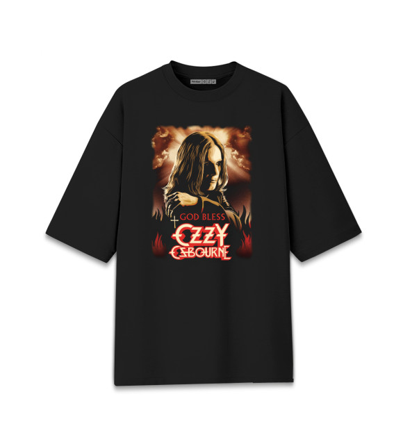 Женская футболка оверсайз с изображением Oozzy osbourne цвета Черный