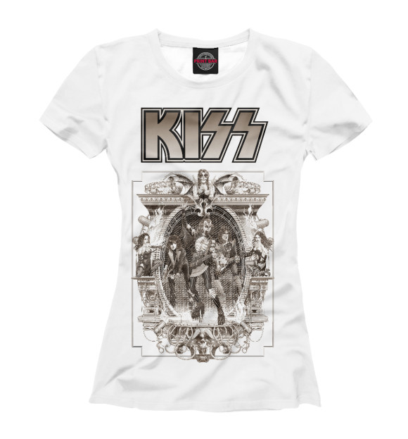 Футболка для девочек с изображением KISS цвета Белый