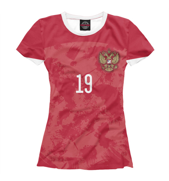 Женская футболка с изображением Сборная России Комличенко цвета Белый