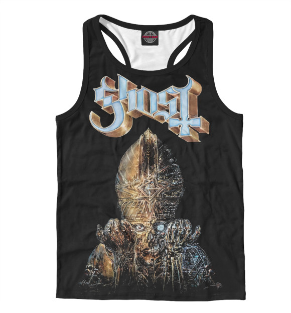 Мужская майка-борцовка с притом Ghost цвета Белый Мужская майка-борцовка с изображением Ghost цвета Белый