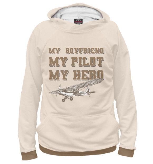 Мужское худи с притом Мой друг, мой пилот цвета Белый Мужское худи с изображением Мой друг, мой пилот цвета Белый